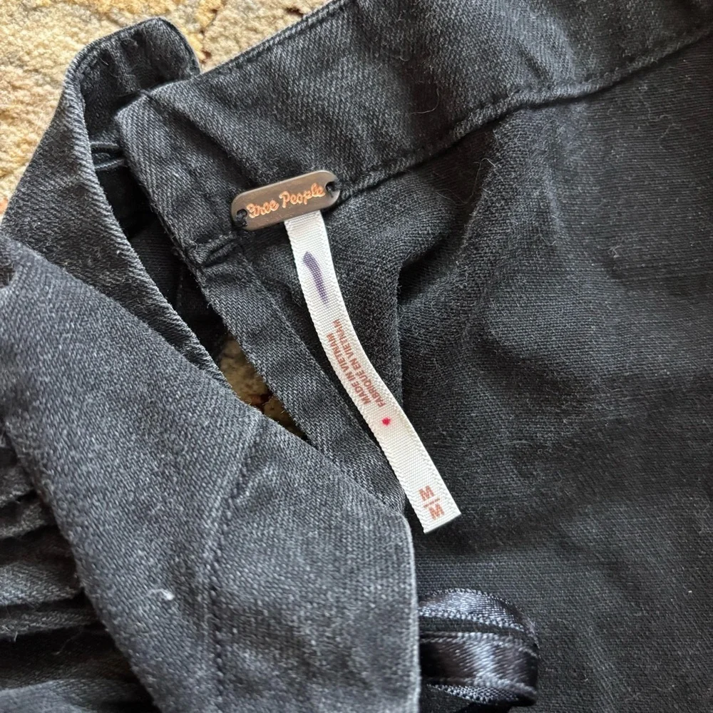 Free People | Women’s Size M | Black Denim Babydoll Dress with Puff Sleeves - Picture 6 of 7